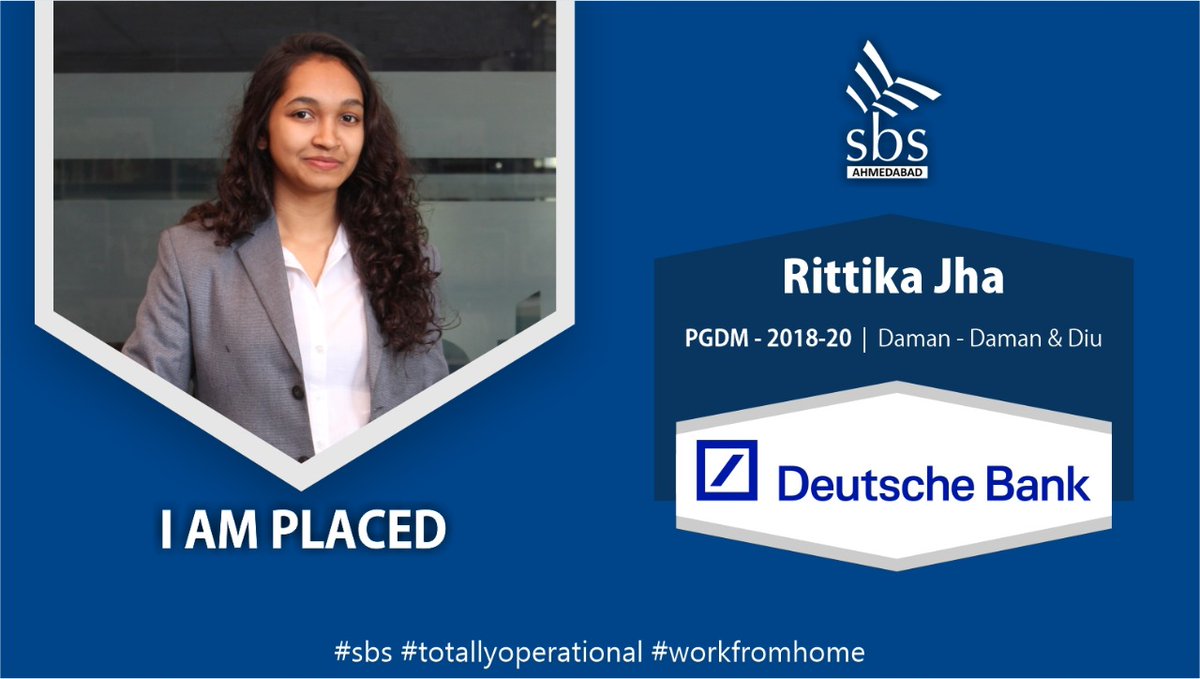 shanti_bschool's tweet image. Final Campus Placement: Congratulations Rittika Jha for cracking Deutsche Bank. Wishing you a successful career ahead.

#Placementnews #FinalCampusPlacement #CampusNews #SBSAhmedabad #ShantiBusinessSchool #SBS #PGDM #PGDMC #DeutscheBank