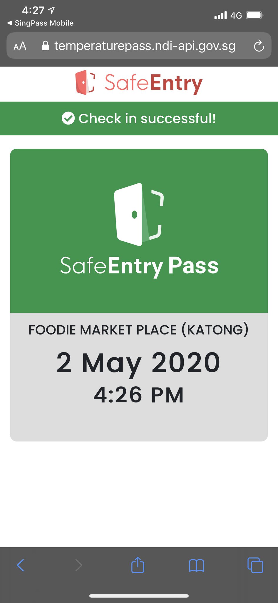Kai Hendry Did My First Safeentry Pass Check In With Singpass Smooth Not Sure Why I Need To Consent To Give My Info To Foodie Market And Not The