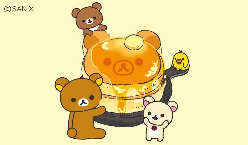 no humans bear pancake food honey simple background yellow background  illustration images