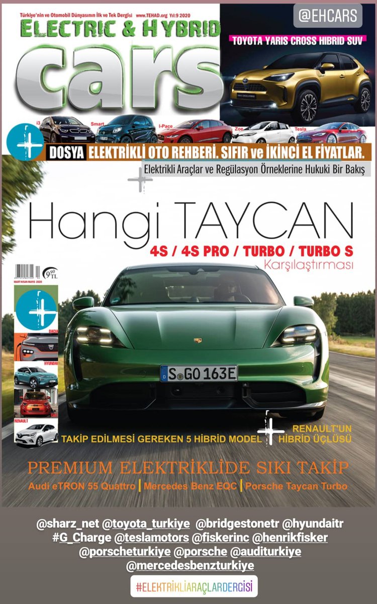 Berkan_Bayram's tweet photo. Derginiz Electric Hybrid CARS yeni sayısı #Turkcell Dergilikte..
#Elektrikli #Hibrid #Şarj #Tesla #Porsche #Taycan #Audi #eTRON #MercedesBenz #EQC #Fiat #Dacia #Hyundai #Toyota @EHcars #sharz @Toyota_Turkiye @BridgestoneTR @HyundaiTurkiye @gersanelektrik @DriveGunsel @TOGG2022 https://t.co/WP7J1KHDrH