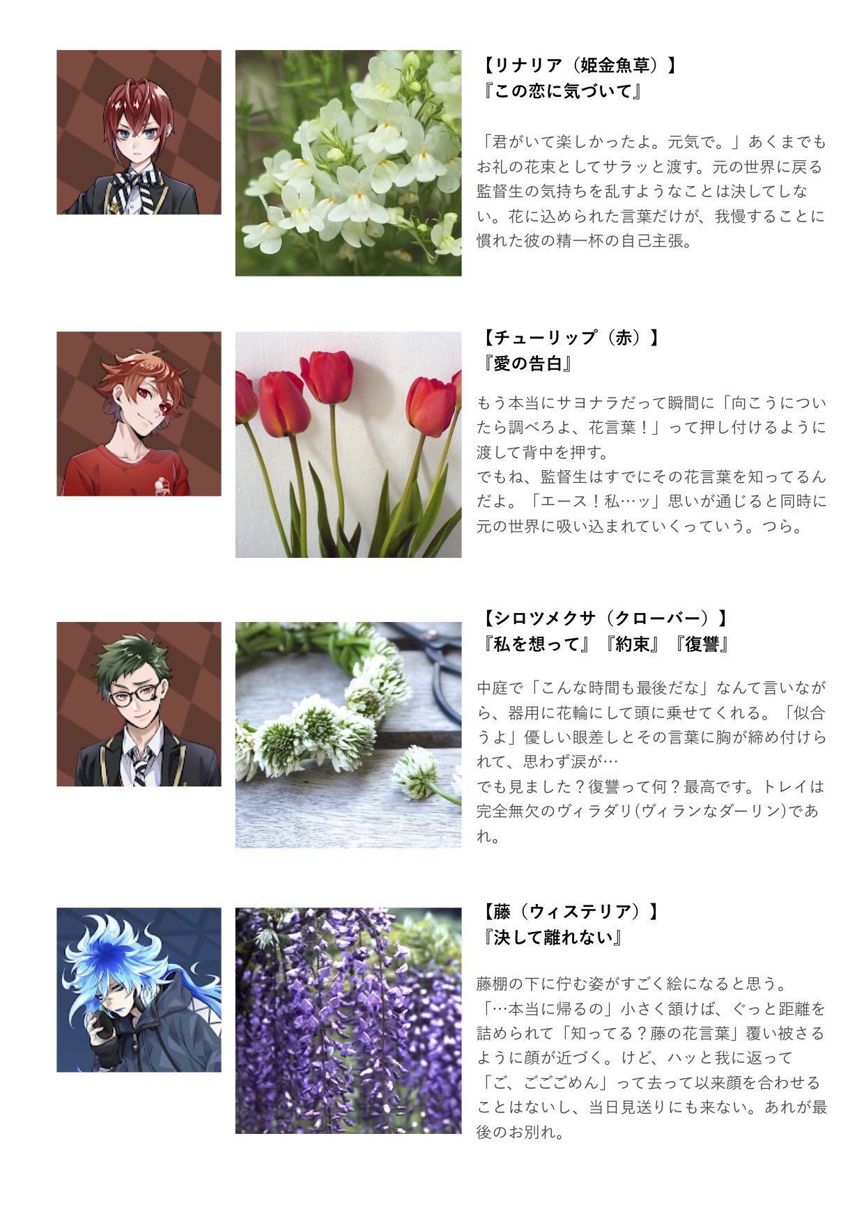 みけ もうすぐ元の世界に帰る 最後に彼が送ってくれた花は オマケ Twstプラス Twst独断と偏見 花言葉いいな と思って始めたけど奥深過ぎて全員分はとても見つけられず オマケのやつ 似合うキャラがいたらゼヒ語って