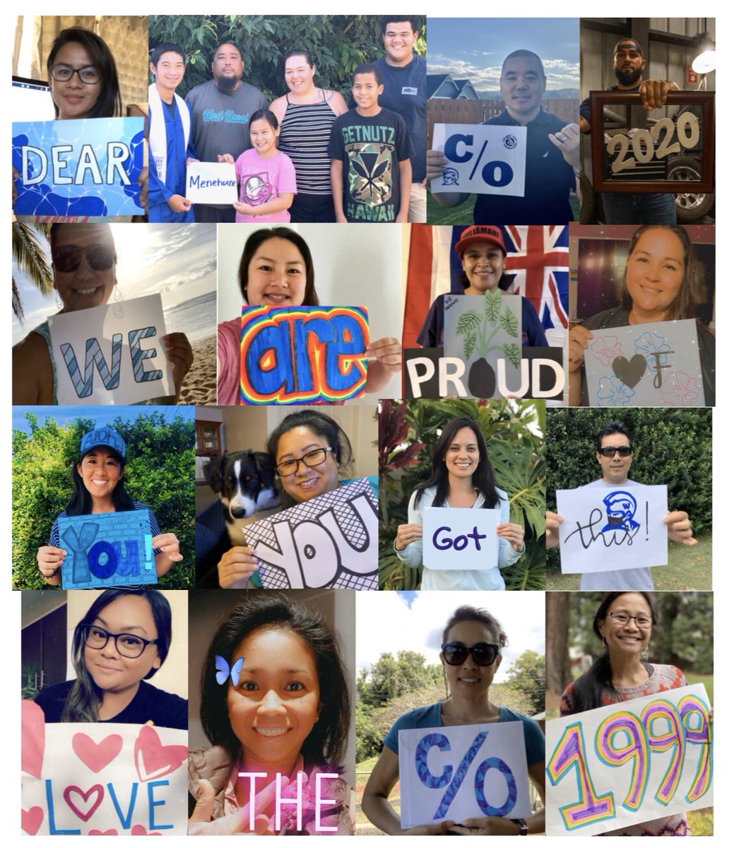 heather_morgado's tweet photo. With love from the Waimea HS c/o 1999...”Dear Menehune c/o 2020 -We are proud of you! You got this!  Love, the c/o 1999”
#waimeahighschool #waimeaalumni
#quarantinekinetings #menehunepride #waimeahigh2020 #gobigblue #strongertogether @WaimeaHigh @mahinaanguay https://t.co/0CZopv6sE1