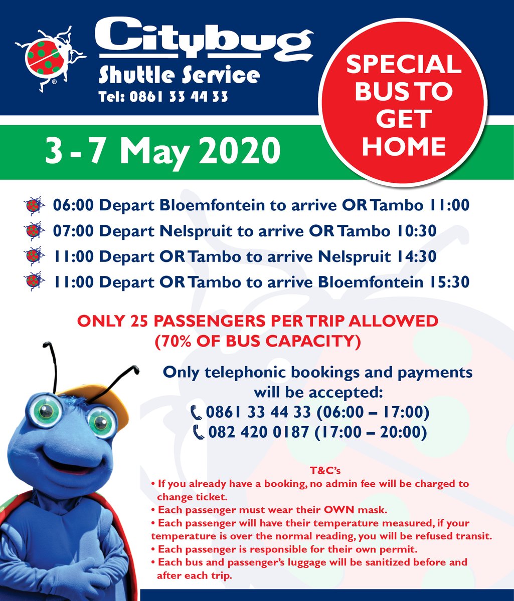 citybugshuttle's tweet image. Special bus to take you home

#home #safety #COVID19inSA #StayAtHomeSaveLives #oneweekonly