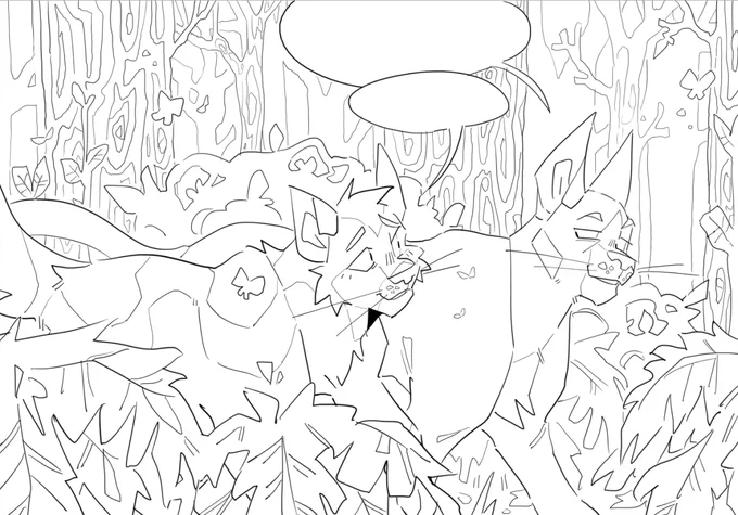 lineart for your coloring pleasure! feel free to fill in the blanks yourself and color the characters as you see fit, but it's fireheart and bluestar, for the record ^^ all i ask is that u tag and credit me for the linework; otherwise, go nuts 