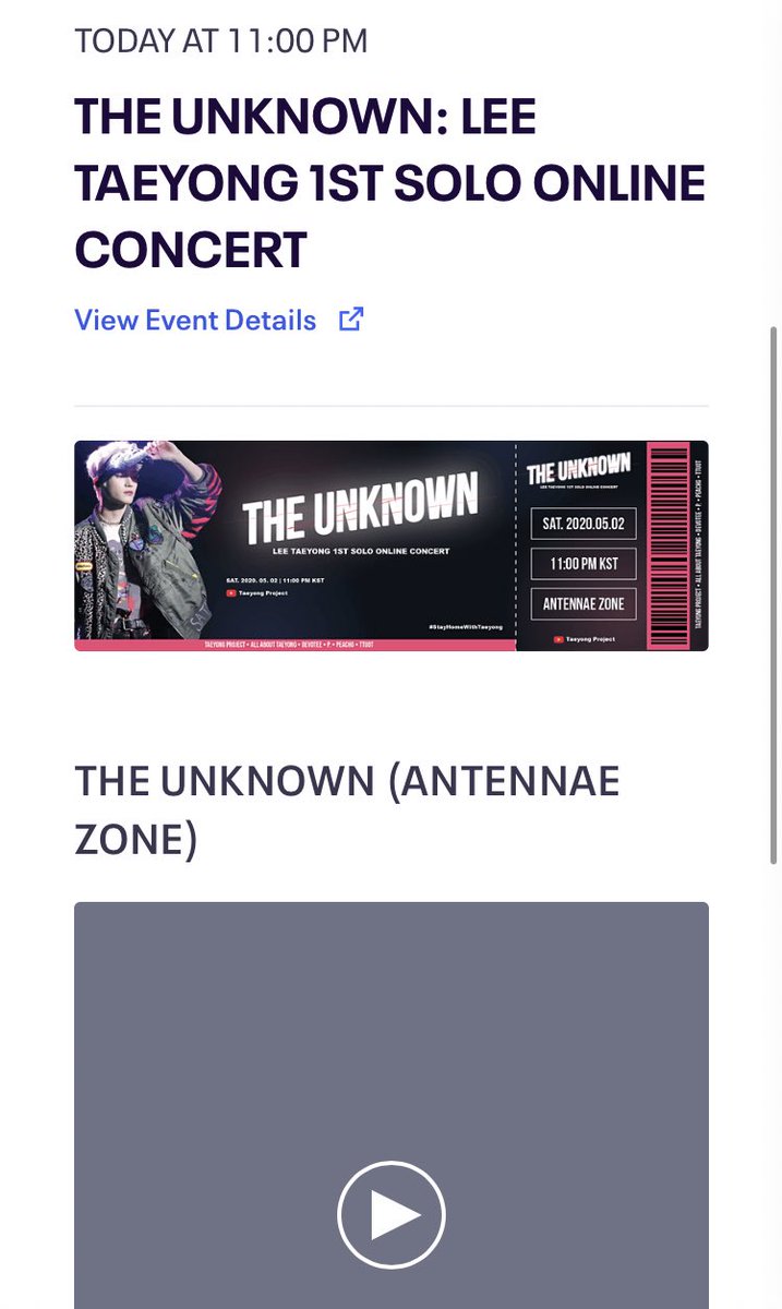ทุกคนนนนน มาดูคอนเสิร์ตกัน งานนี้ *ฟรี* 

1. กดรับตั๋วคอนเสิร์ตก่อน ตามลิ้งนี้เลย
📌bit.ly/THEUNKNOWNTY2
2. เลือกโซน (แต่ละโซนต่างกันแค่สี ticket) 
3. เมื่อกดรับตั๋วเรียบร้อยก็รอรับ email เราก็จะได้ลิ้งไว้ดูคอนกัน คืนนี้ 3 ทุ่มไทย 

#StayHomeWithTaeyong
#TaeyongSoloConcert