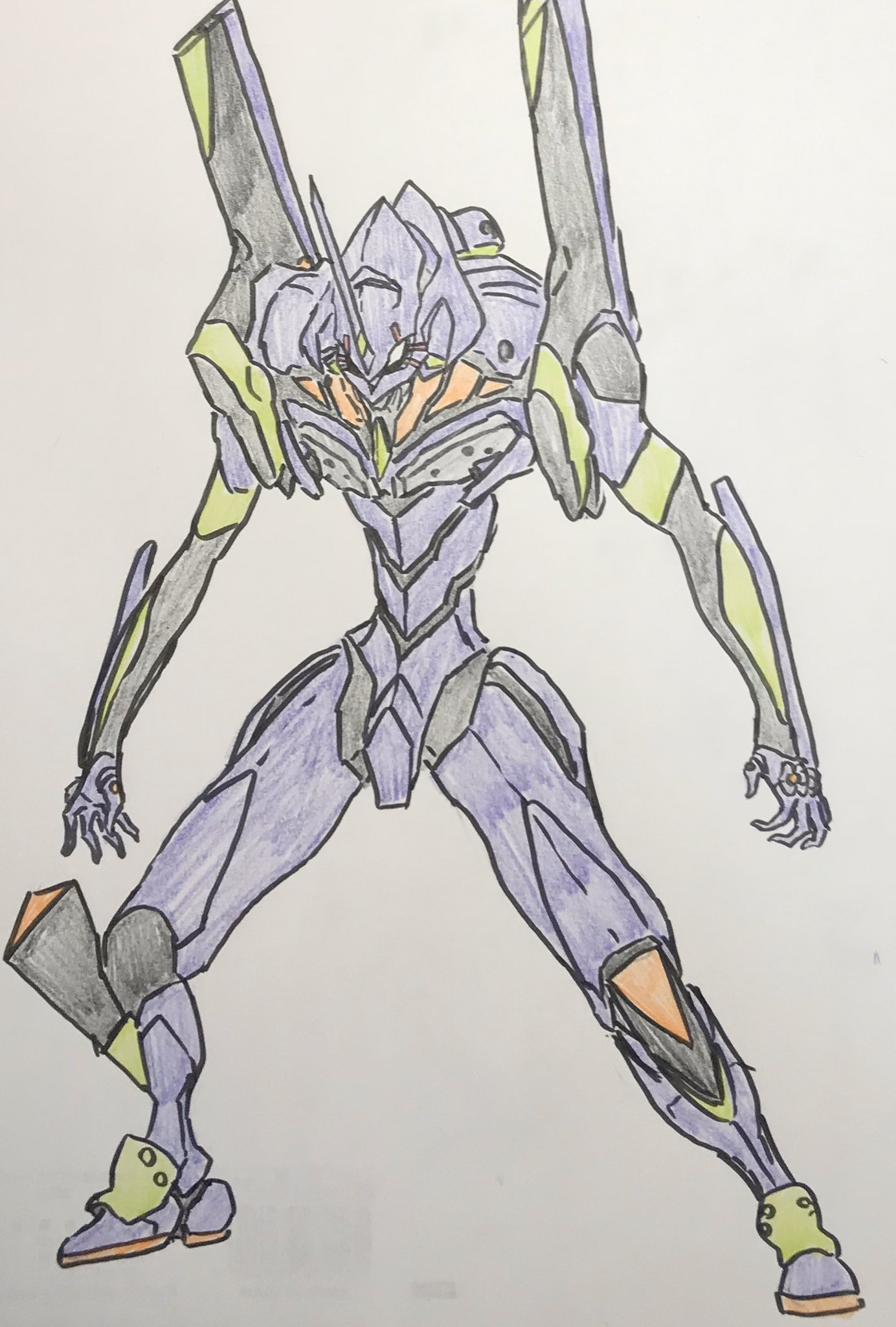 Misirabi モンストのエヴァコラボ始まったので久しぶりに初号機描いてみた やっぱりエヴァ系は難しい エヴァンゲリオン お絵かき イラスト T Co Gywrhdn07k Twitter