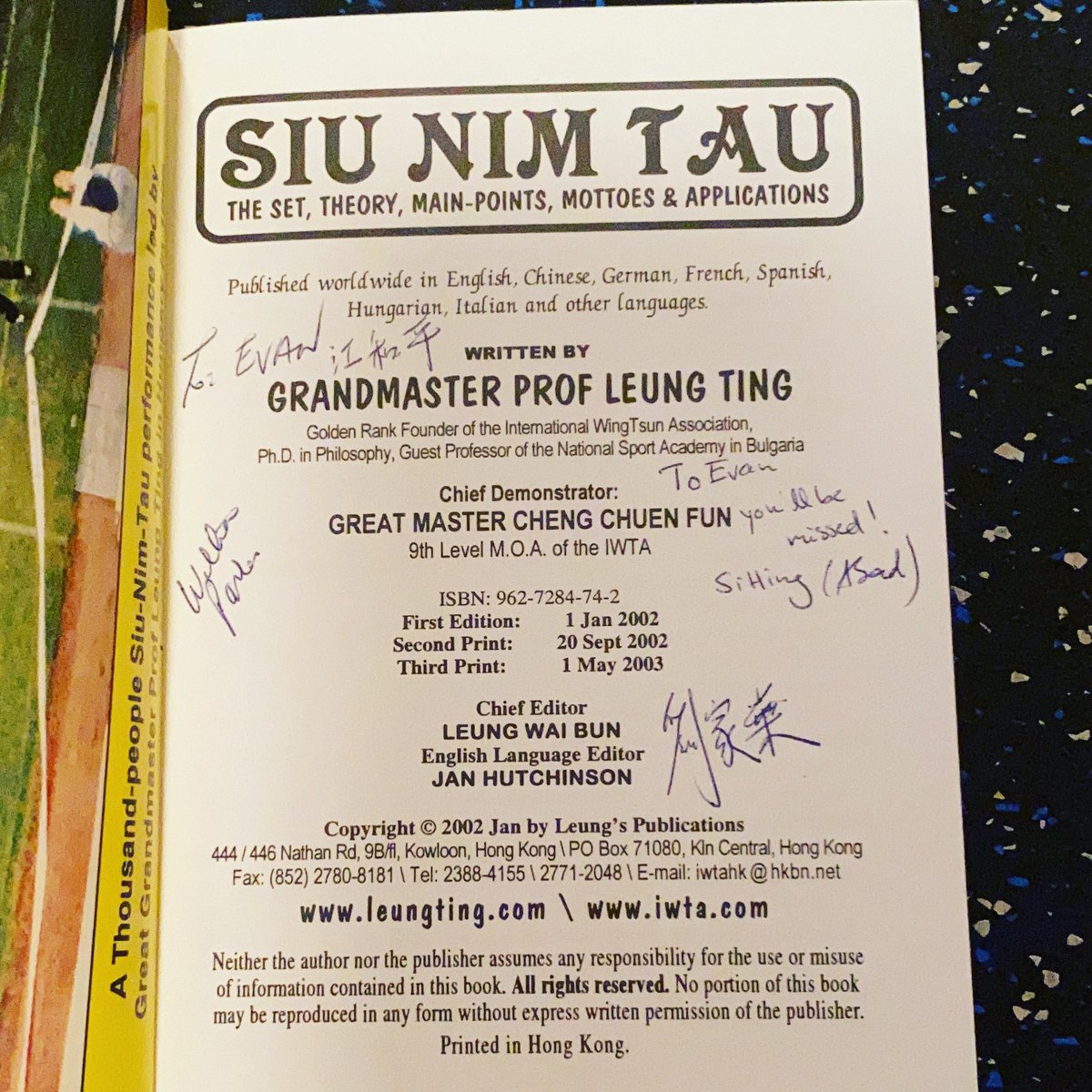 Opened the Wing Tsun Siu Nim Tau book, to find signatures from Sifu William Parker, Sifu <a href="/CarsonWingTsun/">Sifu Carson Lau</a>, and Si-Hing Asad Mir <a href="/WingTsunToronto/">Sifu Asad Mir</a> - from one of the WT seminars in Toronto before I left. #WingTsun #WingChun #KungFu #GungFu #MartialArts #SiuNimTau #小念頭