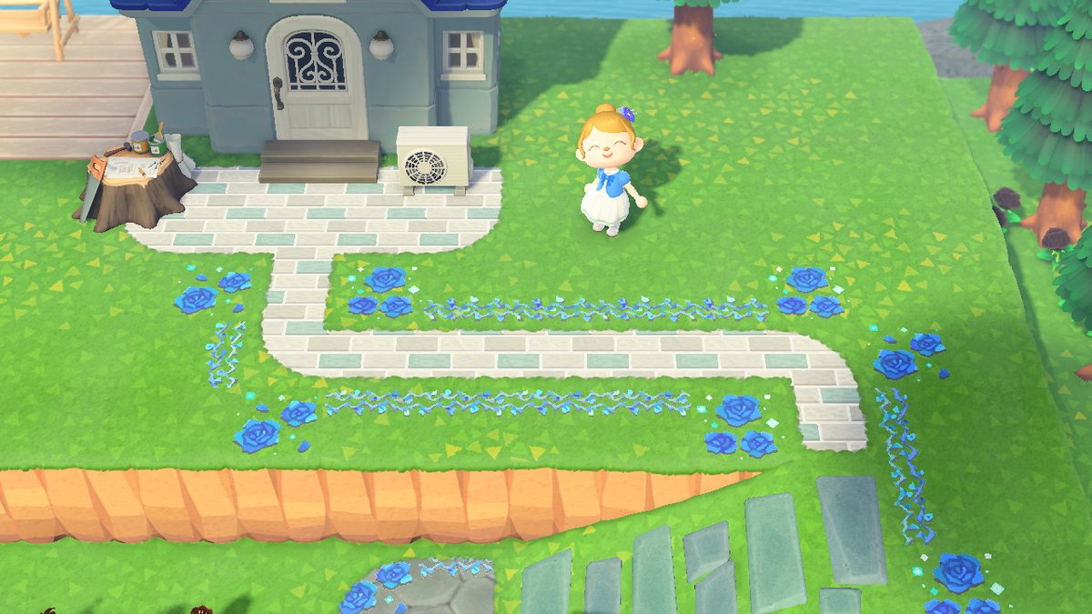 Ayano 作者idは固定ツイに ではでは W ﾞ 青い茨道 ふち と青薔薇透過イラスト2枚です 使い方は画像や前回の緑茨と同じで Idは固定ツイのみの掲載としてます あつ森 どうぶつの森 マイデザ マイデザイン