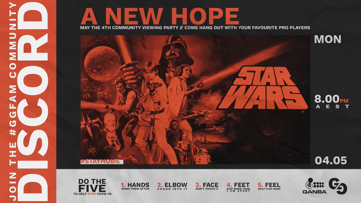 GenuineGamingAU's tweet photo. Grab your popcorn🍿 and get ready to join the #GGFAM this Monday for a 'May the 4th' community viewing party of A New Hope!

📅 Monday, 04.05.20
⏰ 8.00pm AEST
🔗 https://t.co/JkJqqmYHMI

#StayHome // @QanbaUSA https://t.co/S3zO7K5pfg