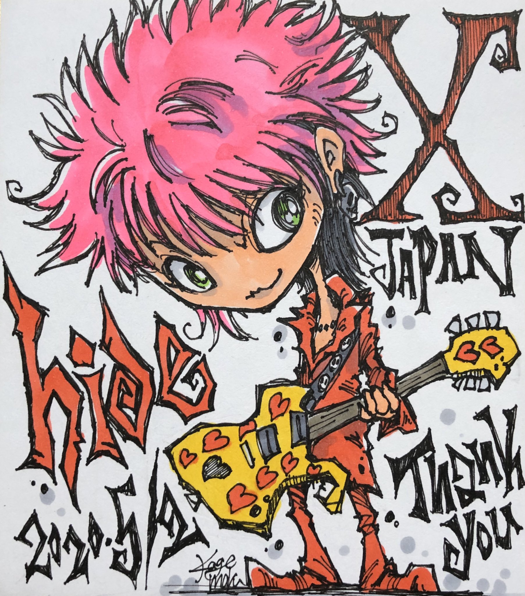 ☆hide ファンアート色紙（原画） ZbNRh-m41414319846 ハンドメイド 