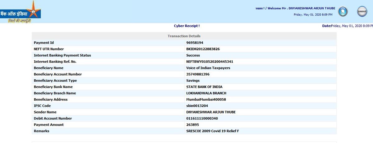 Dear friends of SRESCOE 2009

We at <a href="/CitizenT4ce/">Citizens' Task Force</a> <a href="/VITspeaks/">VIT</a> sincerely thank the entire group of SRES's College of Engg, Kopargaon. They got together to raised funds for our Health Warriors.
Rs. 263895.00 for PPE Kits. 

You guys are just WOW