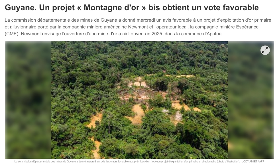 MaximCombes's tweet photo. Bientôt une nouvelle mine d'or industrielle en #Guyane et une fosse de 300 m de profondeur, 1,5 km de long en pleine forêt amazonienne ? 

Alors @Elisabeth_Borne @brunepoirson @Ecologie_Gouv, où est donc le projet de loi pour interdire ces projets d'un autre temps ? https://t.co/4BNvLOfdAD