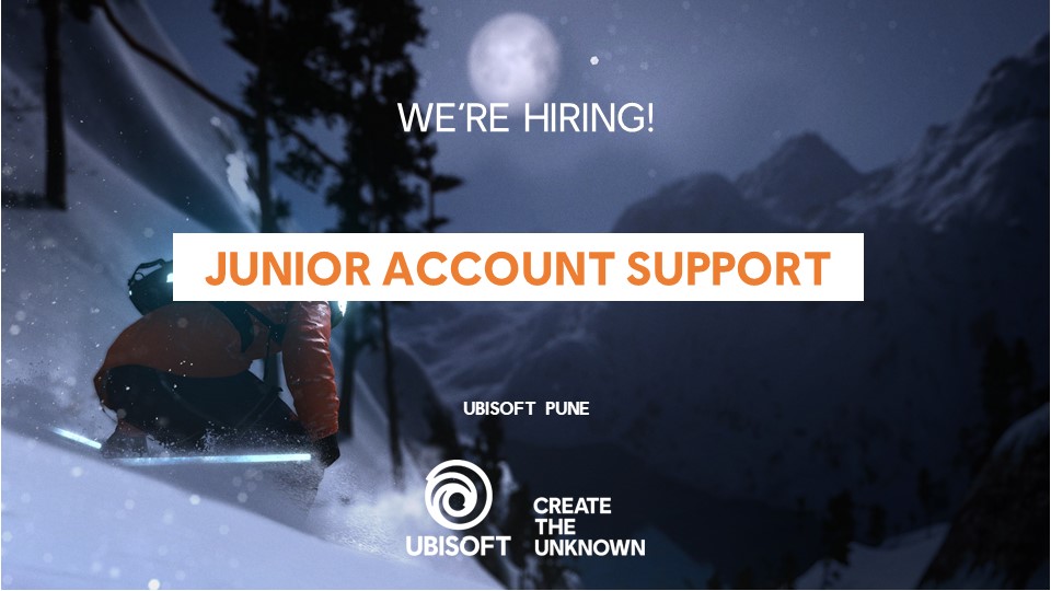 ubisoftin's tweet photo. We are looking for a Junior Account Support to join our team at the Pune Studio!

Are you a fresher with excellent communication skills in English ? 
Apply here: https://t.co/yrjb9L88wx
.
.
.
.
.
#Ubisoft #UbisoftPune #UbisoftMumbai #gamers #games #Job #Jobposting https://t.co/W8AueVRQDO