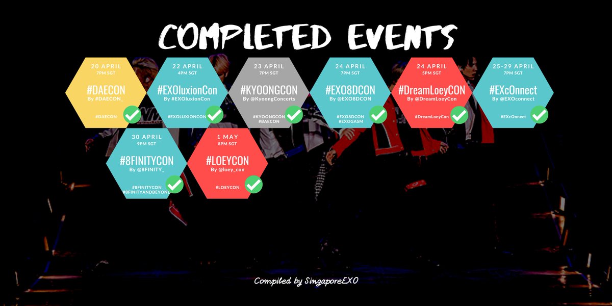 SingaporeExo's tweet photo. 🎉Upcoming Online EXO Events🎉
온라인 엑소 콘서트 이벤트
🔜 #CHANBAEKCON ▶️@chanbaekcon2020
🔜#MYEONCERT ▶️@MYEONCERT
🔜 #XIUCON ▶️@XIUCON_
🔜#CBXCON ▶️@CBXCONS
🔜#DYOCON ▶️@DYO_CON
#EXO #XIUMIN #SUHO #CHANYEOL #BAEKHYUN #SEHUN #CHEN #YIXING #KAI #KYUNGSOO #EXO
@weareoneEXO https://t.co/EjGRGPcOYP
