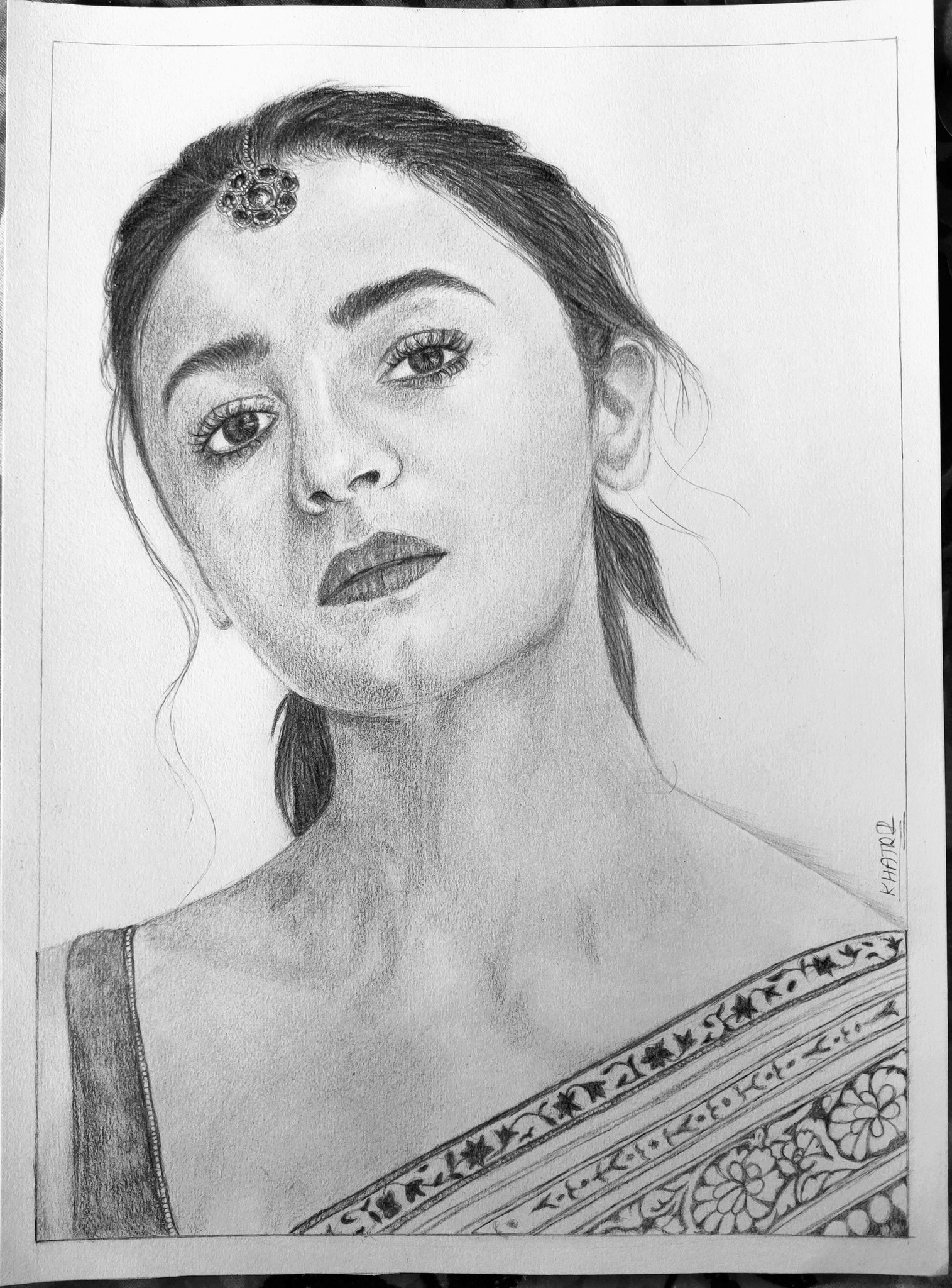 Aalia Bhatt pencil portrait Yoga Mat by Kanad Mayekar - Fine Art America
