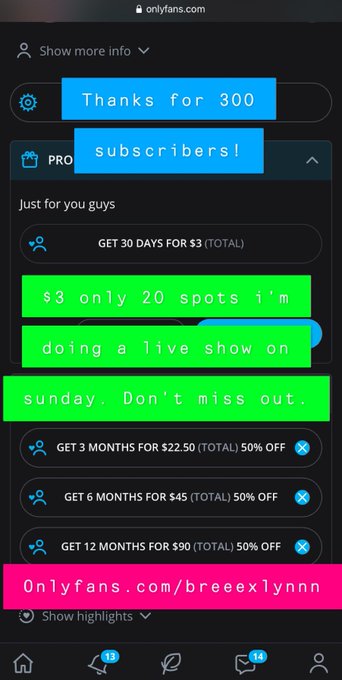 Hey just as a thank you. My OF is on sale for $3! I&rsquo;m doing a live show on Sunday as well! Don&rsquo;t miss<a href="/tag/bbw"class="tags"><span>#bbw</span></a><a href="/tag/onlyfans"class="tags"><span>#onlyfans</span></a><a href="/tag/onlyfansgirl"class="tags"><span>#onlyfansgirl</span></a><a href="/tag/onlyfanspromo"class="tags"><span>#onlyfanspromo</span></a>