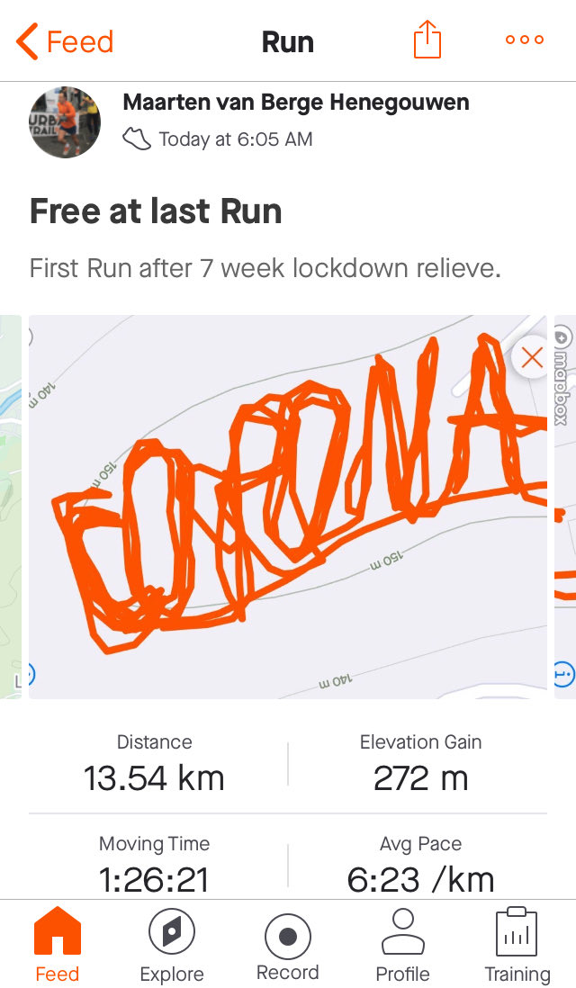 _MvBH's tweet photo. After 7 weeks of #corona #lockdown can I go out and #running again. #RunArt https://t.co/7TjFHKQo3P