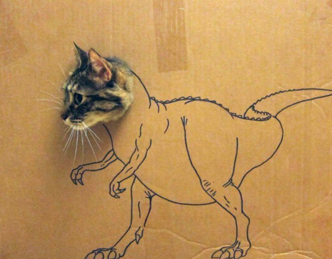 AlanSla90124663's tweet photo. #Caturday
Draw on some cardboard, put a hole in, and your cats will do the rest. https://t.co/Z9Xy0NSjcy