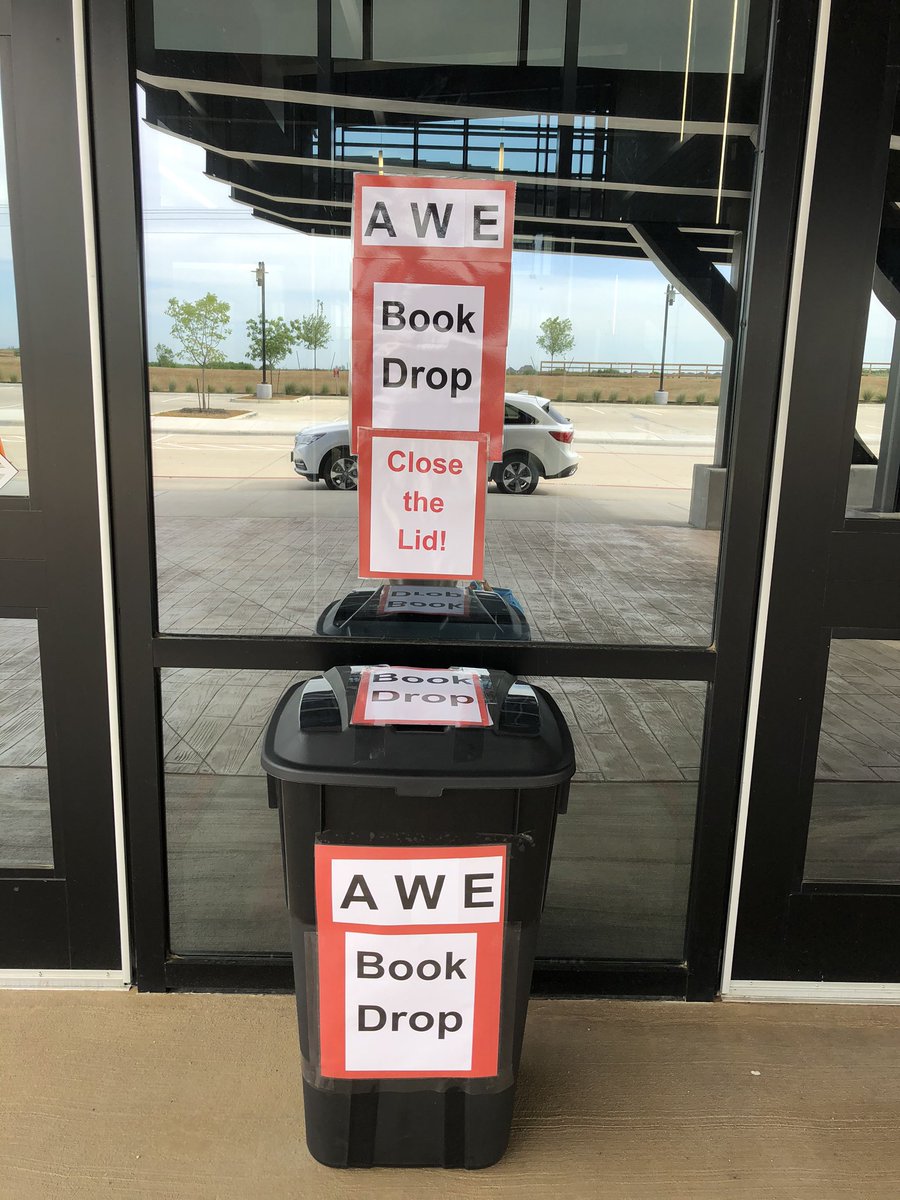 AWEsomeLib's tweet photo. AWE Library has a new Book Drop at the front entrance of the school! Parents may drive by anytime to drop off their child’s books. *Place books in a ziplock bag for an extra layer of protection. Thank you for returning your books early! #argylelibraries #bookdrop https://t.co/LAm5ODS0N1
