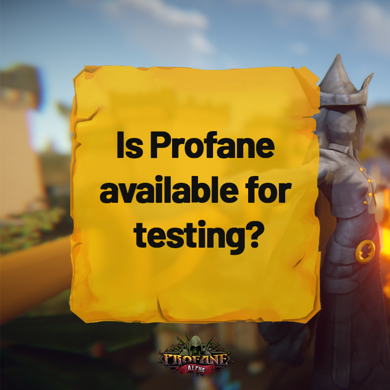 ProfaneMMO's tweet image. No. Since the Alpha version is currently being developed, there are no tests available yet. We estimate to have a new version ready for testing by the end of 2020 or early 2021. #gamefaq #indiedev