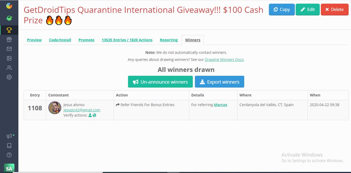 Get Droid Tips (@getdroidtips) on Twitter photo Finally, Here is our winner of GetDroidTips 2nd Week $100 Quarantine International Giveaway contest.
Jesus Alonso
Cerdanyola del Vallès, CT, Spain
Twitter ID: <a href="/jesusam74/">Jesus Alonso</a>
Thank you all. Well, the winner can contact us via mail id info@getdroidtips.com Finally, Here is our winner of GetDroidTips 2nd Week $100 Quarantine International Giveaway contest.
Jesus Alonso
Cerdanyola del Vallès, CT, Spain
Twitter ID: <a href="/jesusam74/">Jesus Alonso</a>
Thank you all. Well, the winner can contact us via mail id info@getdroidtips.com