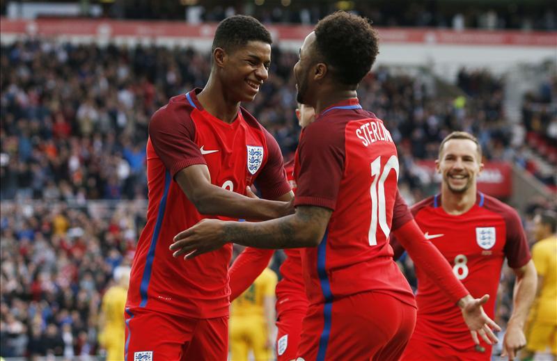 Raheem Sterling: "[Marcus] Rashford has one of the best right foots I have ever seen. The way he hits a ball is frightening, to be honest.""I tell him: & #39;If I had your shot, I wouldn& #39;t pass the ball& #39; — the last national camp [in 2019], I could see the shift in mindset in him."