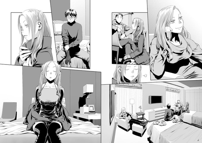 愚作「鞘-SAYA-」から、台詞フキダシ擬音無し絵、その,14
レイアウトし易いから基本的に見開き2ページ分で作業しています
この作品はネームから下描き、ペン入れ、彩色、完成までほとんどクリスタを使っています(一部の効果線など作り置きデータはフォトショです) 