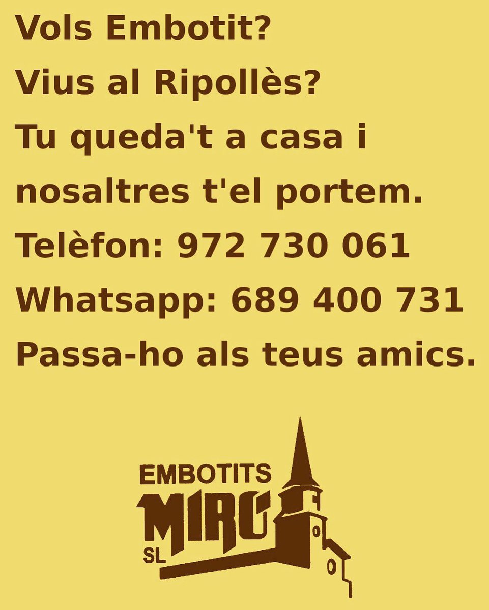 Des del Mas Boixó defensem la petita empresa. Embotits Miró de Campdevànol s’ha quedat sense poder distribuir el seu producte als restaurants.  Ajudem-los comprant  producte de proximitat, defensem la nostra gent. #productesdeproximitat <a href="/productorscat/">Productors Catalans</a> <a href="/prodeCAT/">Prodeca</a>