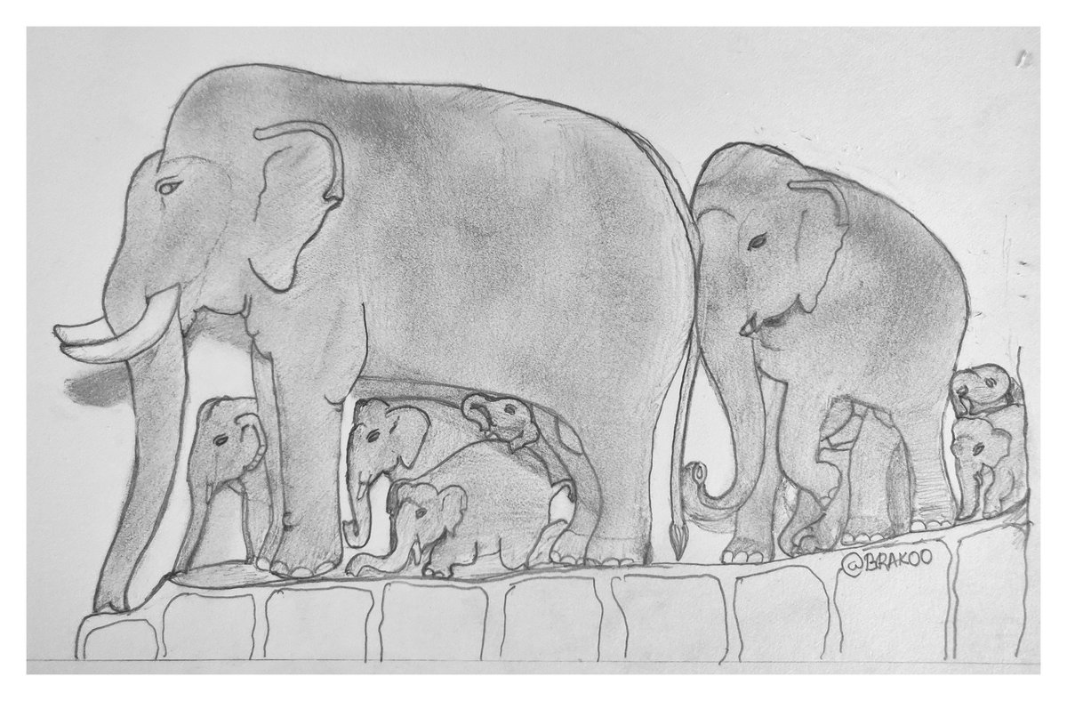 The elephant family from Arjuna's penance at Mahabs.