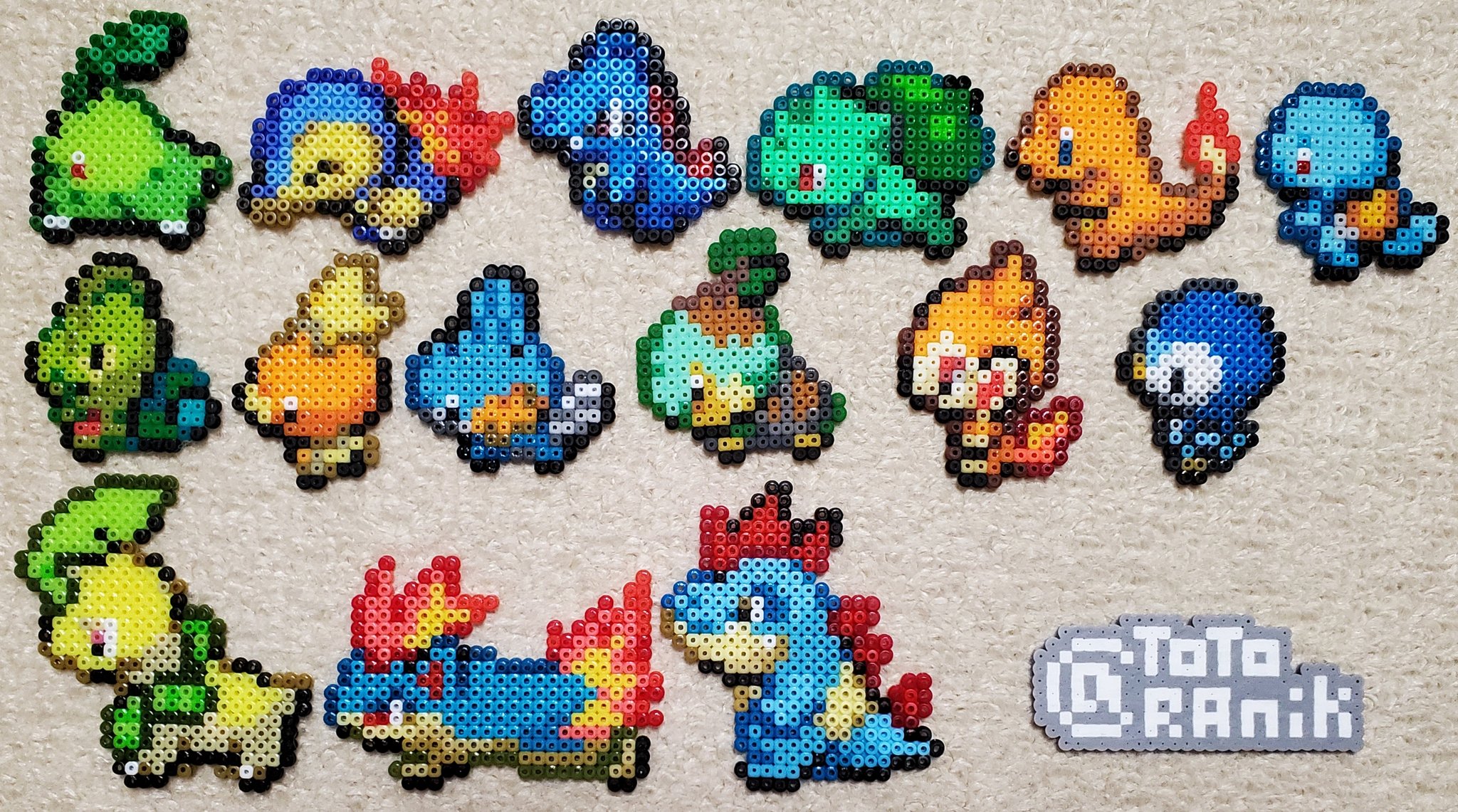 ととらに ポケモン連れ歩きドットより ベイリーフ マグマラシ アリゲイツを作りました 進化の真ん中も可愛いですよね アイロンビーズ ミニフューズビーズ ポケモン T Co C4q4t6c1st Twitter