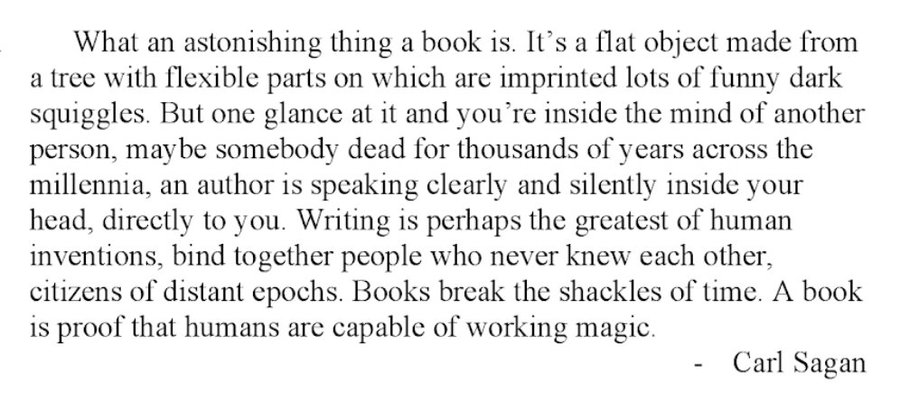 Happy #WorldBookDay, humans! One of my favorite quotes from Carl Sagan 👇