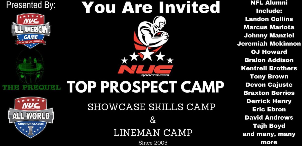 coachschuman's tweet photo. @neill_jonah You are invited to Top Prospect Camp July 18th/19th, 2020 in Atlanta, GA. You Can Register At https://t.co/KCwDdqKrC2 using code football19 for 50% off for invited athletes. https://t.co/gCtB8g5s3k