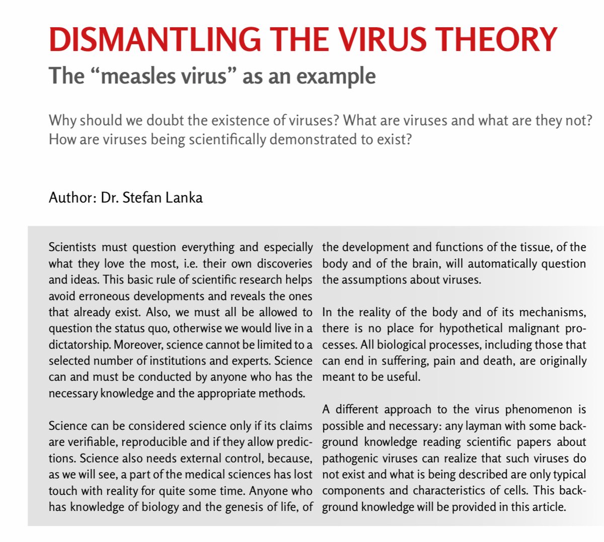 DISMANTLING VIRUS THEORY Thread