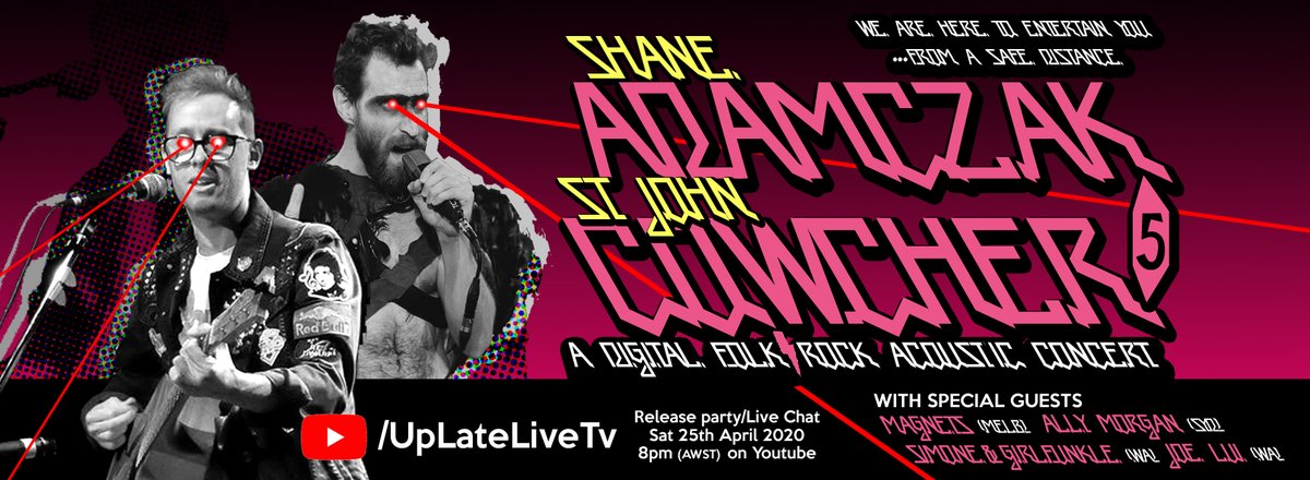 <a href="/Wayward_Sinny/">Wayward_Sinny</a> and I are back for another #AdamczakCowcherDigitalConcert! This week we have performances by Ally Morgan, <a href="/SimoneGirlfunkl/">Simone & Girlfunkle</a>, @musicbymagnets and MORE!

Join us 8pm (AWST) for the live "behind the scenes" chat on #YouTube!

youtube.com/watch?v=e-4RrZ…