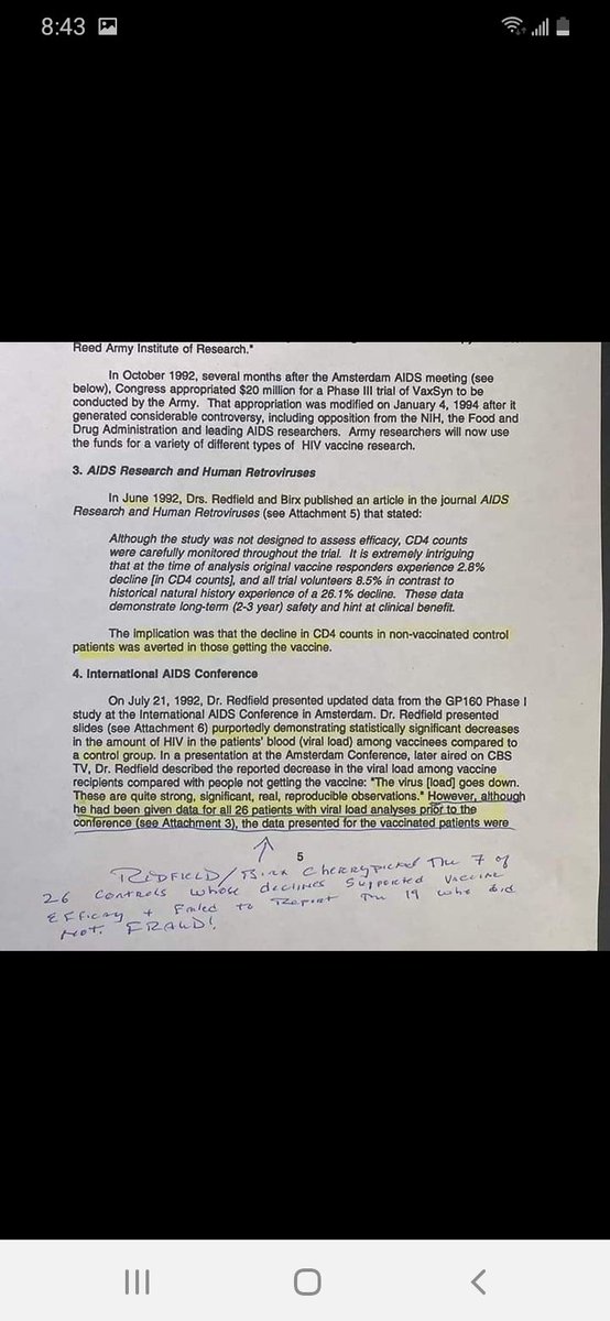 1994 letter to the Congressional Committee’s Henry Waxman that the money caused the Army to kill the investigation & “whitewash” Redfield’s crimes. The fraud propelled Birx & Redfield into stellar careers as health officials.Docs obtained via Tom Paine. @childrenshealthdefense