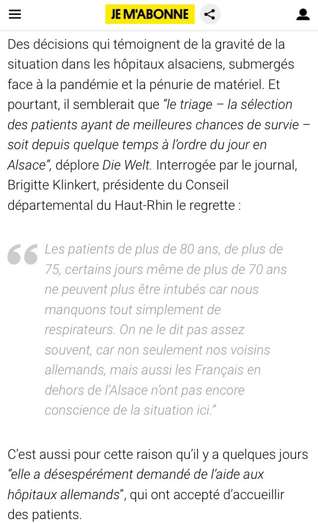 Des le 26 mars, malgré le black out des médias français, l’Allemagne s’alarmait du triage effectué en fonction de l’âge dans les hôpitaux du Grand Est :