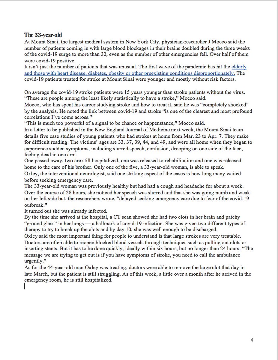 Because I think this story is so important, I've converted it and taken screen grabs so you can all read it:"Young and middle-aged people, barely sick with covid-19, are dying from strokes" https://www.washingtonpost.com/health/2020/04/24/strokes-coronavirus-young-patients/