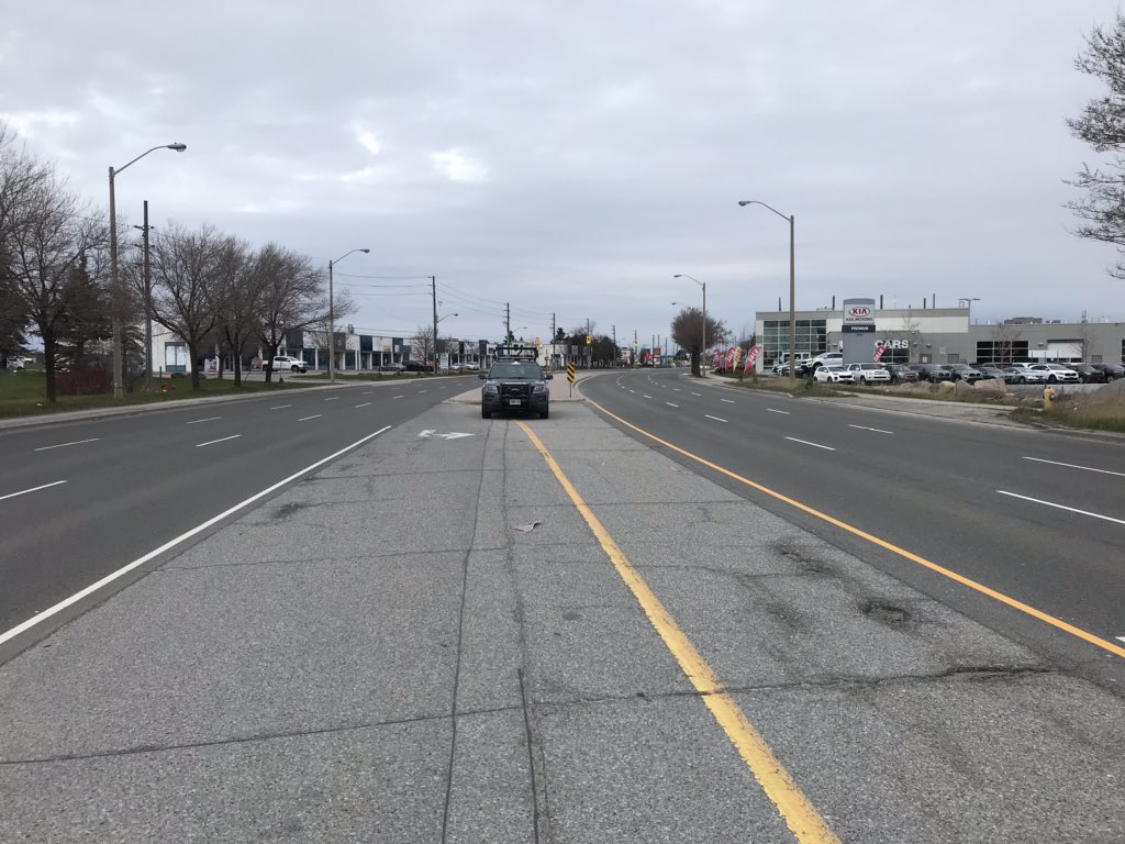 TrafficServices's tweet photo. When we conduct #speed enforcement we don’t always sit at the side of the road. Expect to see @TorontoPolice officers on patrol watching for drivers who choose to speed. #slowdownTO for all of us. This is my set up location today. #Covid_19 ^bm @OACPOfficial #VisionZero https://t.co/gMXiEZvcqm