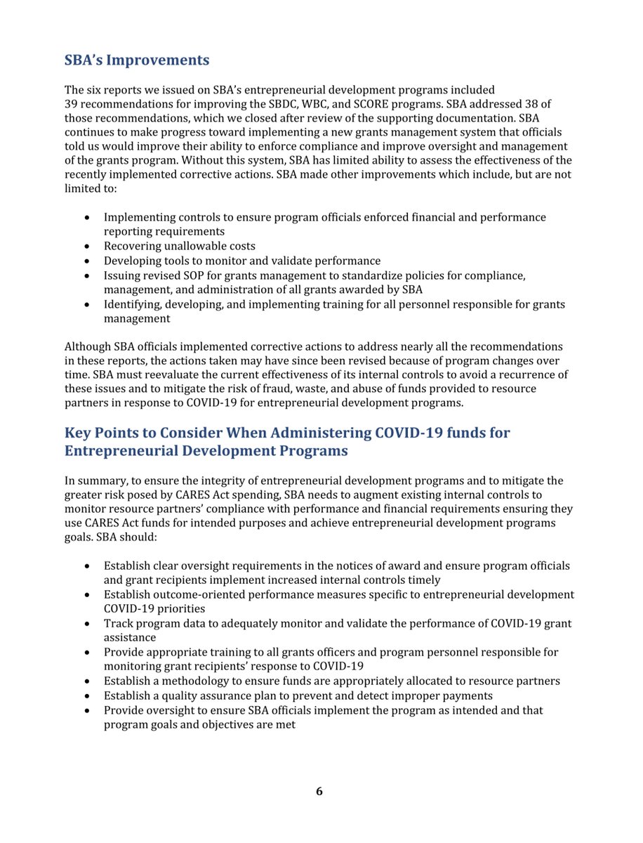 The fact that yesterday the  @SBAOIG quietly released their report and then embedded the 6+ previous audits & investigations Welp that means in “DC talk” we see you and when Congress calls on us we will uphold our oathsI’m 100% confident there have been numerous complaints filed