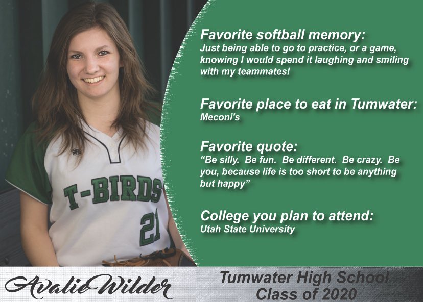 tumh2ofastpitch's tweet photo. We’re so excited to celebrate one of our most selfless teammates, Avalie 💚 Thank you for the impact you have left on our program and thank you for being YOU 💛 #weloveourseniors #birdsforlife https://t.co/SFtpxpIjd5