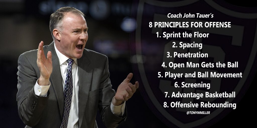 tonywmiller's tweet photo. Some thoughts for your offense from @UST_MBB’s Coach John Tauer (@TauerJohn). #ClinicNotes https://t.co/yyNQEyMfXd