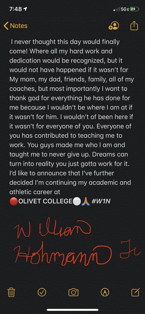 HohmannJr's tweet photo. I’m beyond blessed to finally say Im committed to Olivet College🤩🔴⚪️ Thank you @CoachMoose2 ‼️‼️ #W1N https://t.co/4Mu7ICrnOt