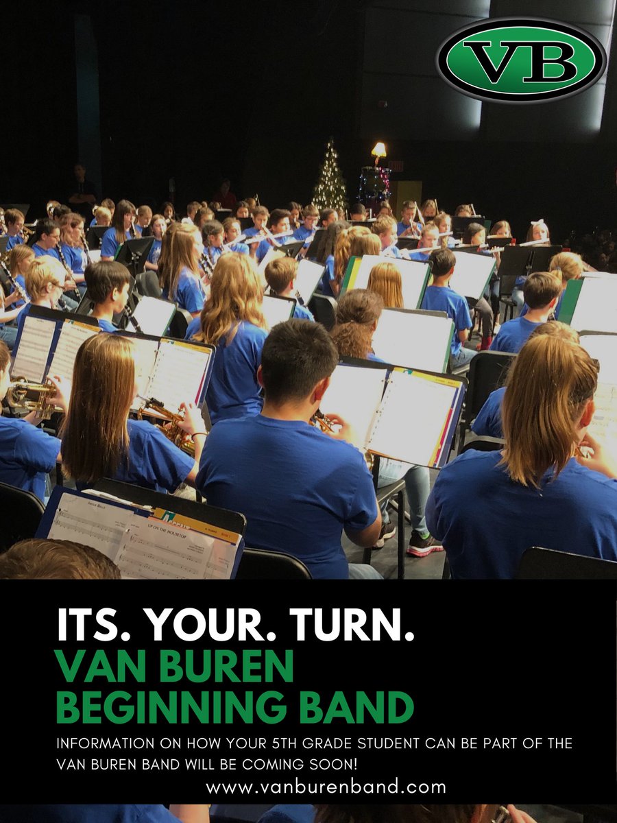 🚨HEY <a href="/VBSDPointers/">Van Buren School District</a> 5th graders! #ItsYourTurn! We’ll have information SOON on how YOU can join the VB Band Family! #OftenImitated #NeverDuplicated #BandFam <a href="/VBband1/">Ron Smith</a> <a href="/VBCentralElem/">VBCentralElementary</a> <a href="/TatetigersVB/">Tate Elementary</a> <a href="/KingElemKnights/">King Elementary</a> <a href="/VBParkview/">VBParkview</a> <a href="/CityHeightsElem/">City Heights Elem.</a> <a href="/renaelementary/">Rena Elementary</a>