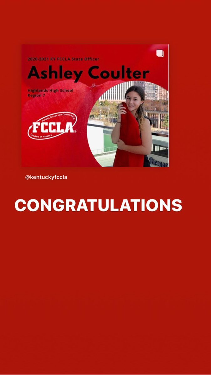 hhs_fccla's tweet photo. Congratulations to our own Ashley. Elected to serve as 20/21 FCCLA State Officer. She will be amazing! #virtualelection #hhsfccla https://t.co/LAyfip2E3U