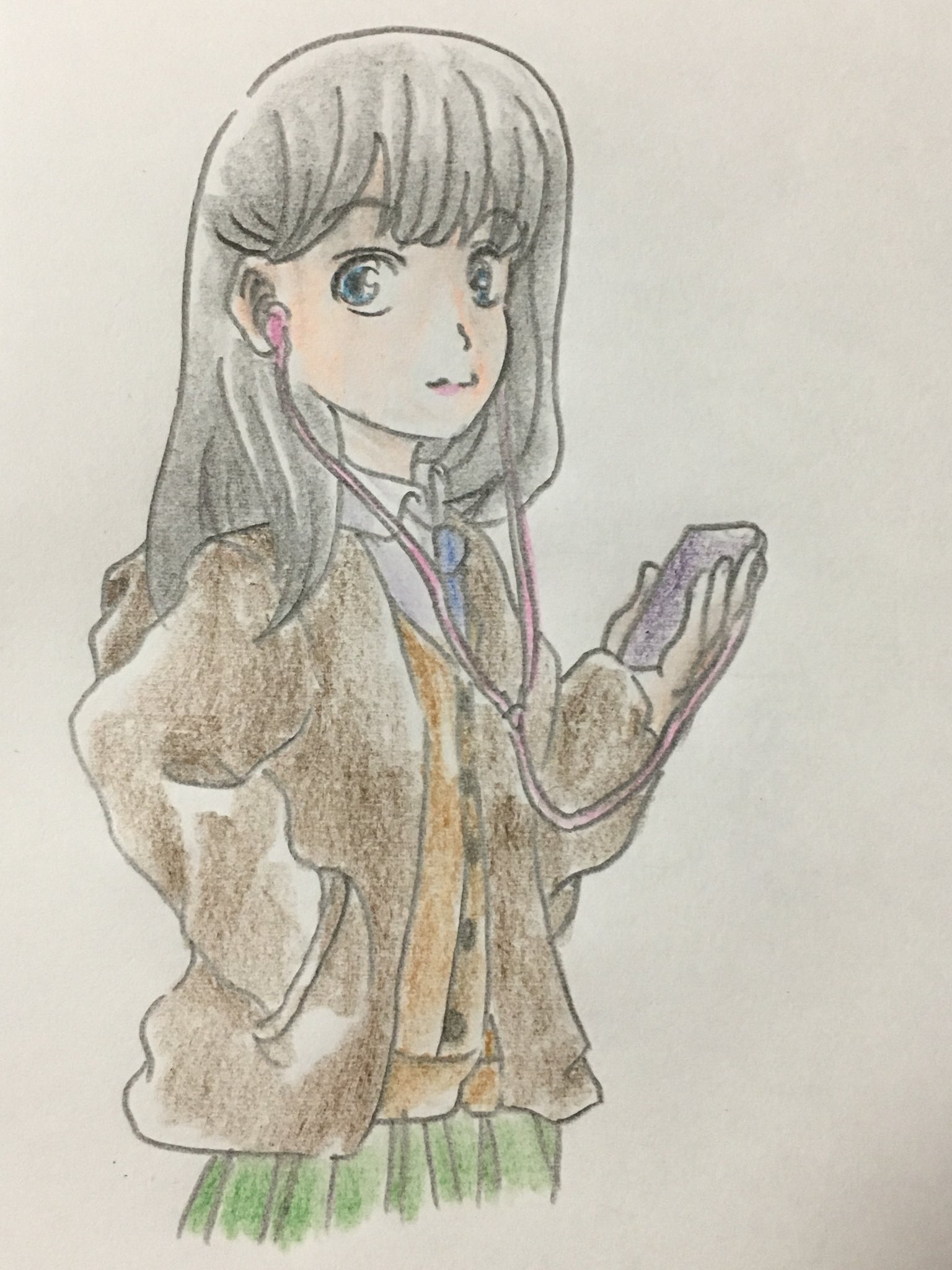 ノブユキ 音楽女子 イヤホン ヘッドホン 音楽 女の子イラスト ノブユキ 音楽女子 イヤホン ヘッドホン 音楽 女の子イラスト