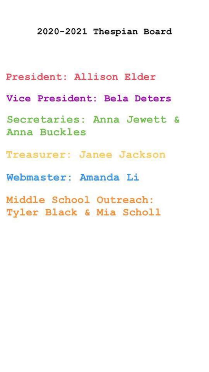 CTHSTheatre's tweet photo. Congrats to our 2020-2021 Thespian Board! https://t.co/wugdWACqTR