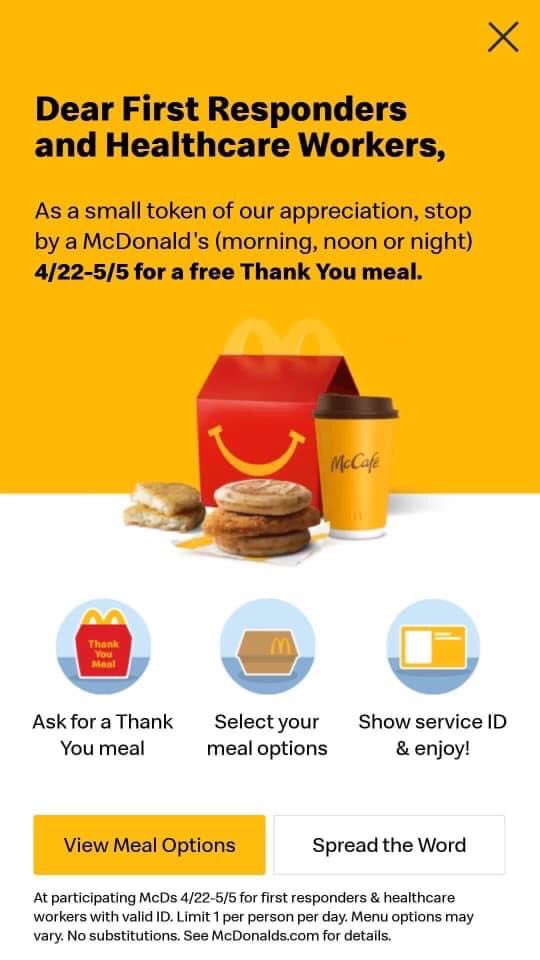 ElaJemapel's tweet photo. Got my thank you meal from McDonalds two days in a row now. Iβm challenging some #Zimbabweans businesses/restaurants to show your appreciation to my fellow front-liners in healthcare @lgwaunza #TeamLenon #ZimLoc #TogetherAtHome #HealthcareHeroes @ChickenSliceog https://t.co/zuJ72CtT0b