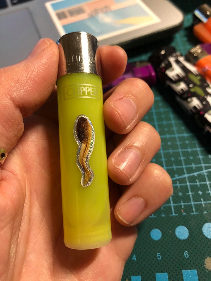 LIGHTER 6The sperm lighterAesthetic: 7/10, was terrible due to colour but was finessed by the stickerDo it light good?: 6/10, nearly empty, still lights thoMems: 10/10, so many beautiful mems, been stolen by many but always came back due to the sperm23/30