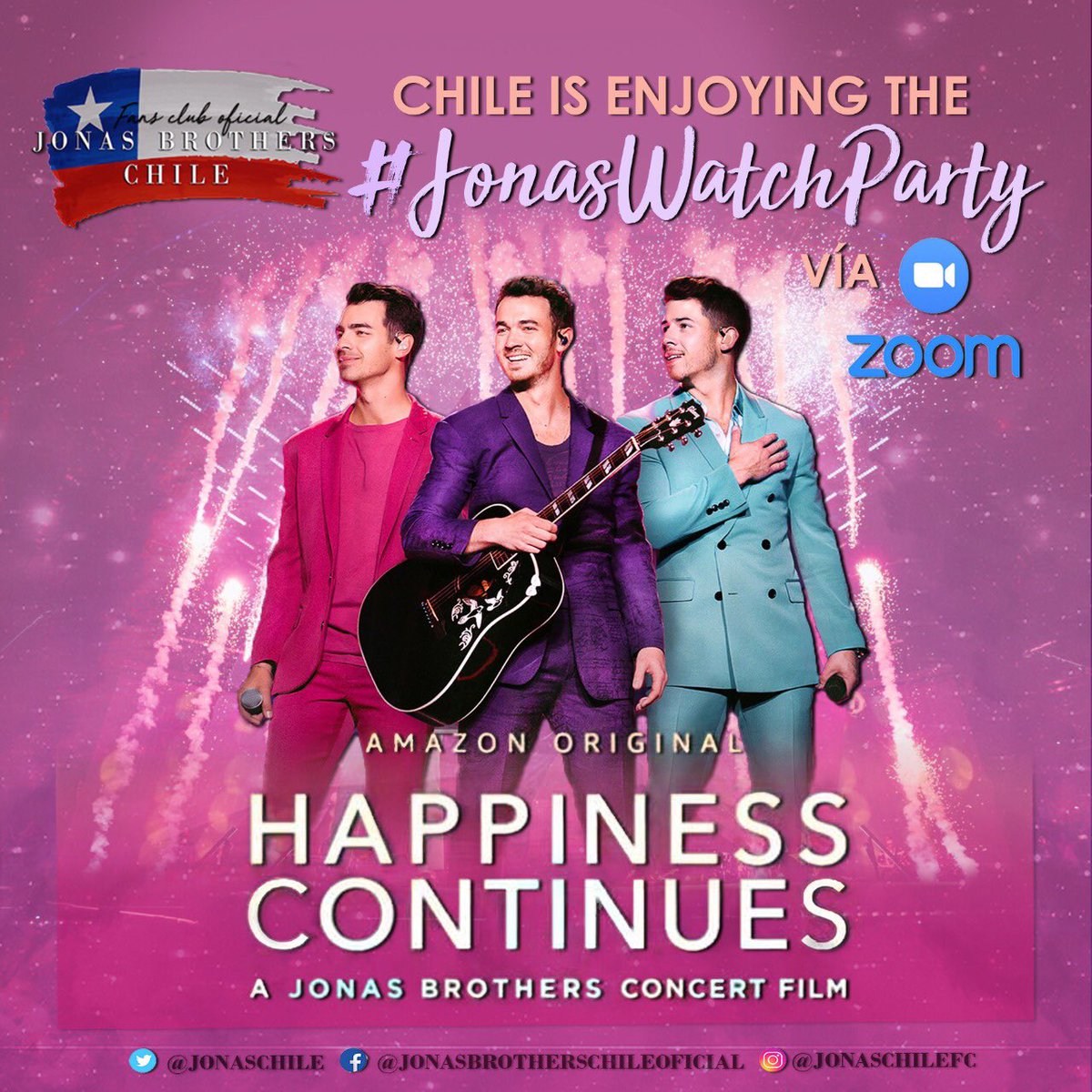 JonasChile's tweet photo. @jonasbrothers Hey guys we’re here waiting for you, please join us. Chile is ready 🇨🇱 
ID: 746-2158-1117
password: chilejb
@nickjonas @joejonas @kevinjonas https://t.co/EzaPGKhXL7