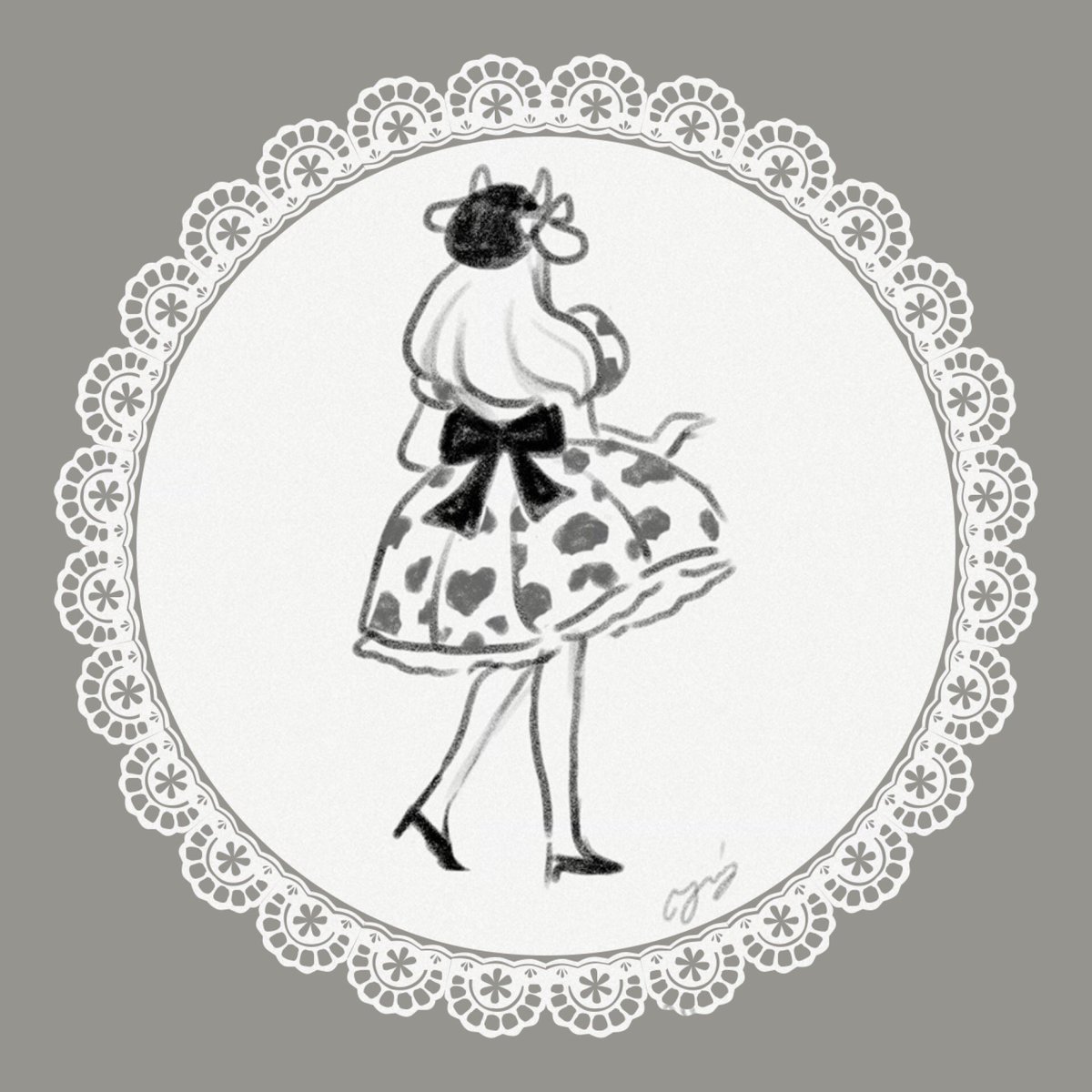 花島百合 来年は牛柄のお洋服がたくさん見れるのかな かわいい うし 牛 丑年 イラスト Illustration